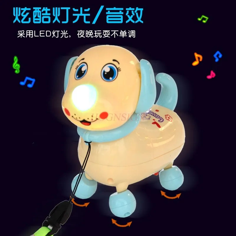 Electric leash machine, puppy toy, cartoon animal that can walk, light, music, pet dog