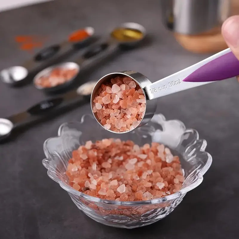 9/17 piece, stainless steel heavy duty measuring cup and spoon set, double-sided magnetic for drying and liquid ingredients