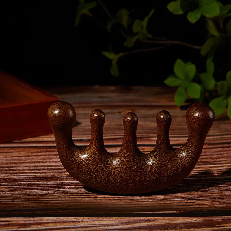 1pc Wood Texture Massage Comb Wood Therapy Head Face Scalp Massager Natural Facial Sandalwood Wide Tooth Scraping Body Massage