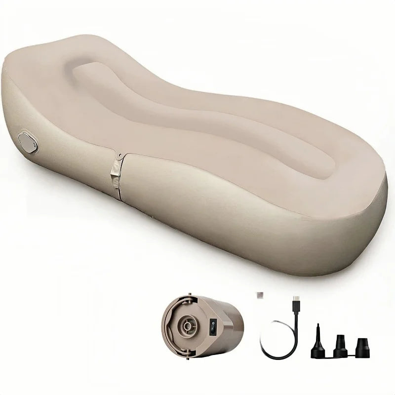 Mountaineering Camping Automatic Inflatable Sofa, Outdoor Sports Folding Portable Lazy Inflatable Chair,Built-In Inflatable Pump