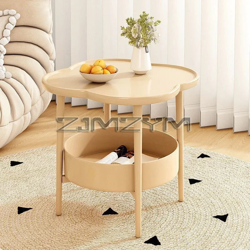 Bedside Table Cream Style Table Four Leaf Modern Minimalist Bedroom Sofa Side Cabinet Storage Table Small Coffee Table