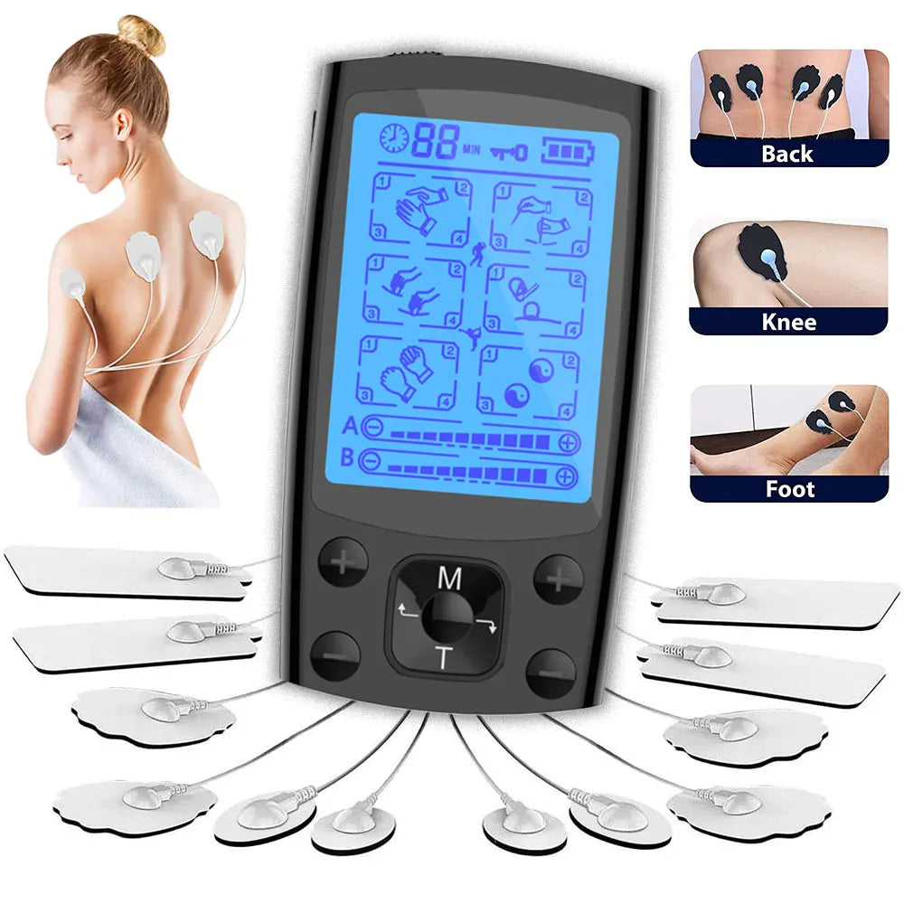 Electric TENS Muscle Stimulator Dual Channel EMS Electric Massager 24 Modes For Full Body Massage Muscle Pain Relief Relaxation