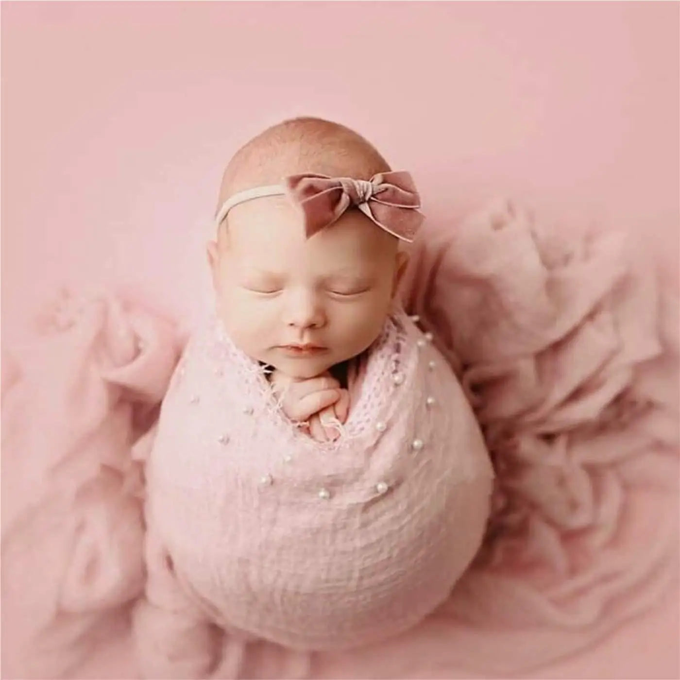 Newborn Photography Prop Baby Wraps with Pearls Soft Stretch Wrap Blanket Little Babe Cloth Accessories Swaddle Photo Accessori