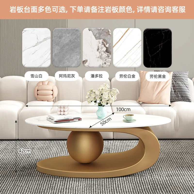 Aesthetic Oval Clear Coffee Tables Modern Design Metal Hotel White Nordic Coffee Table Living Room Low Mesa Furniture For Home