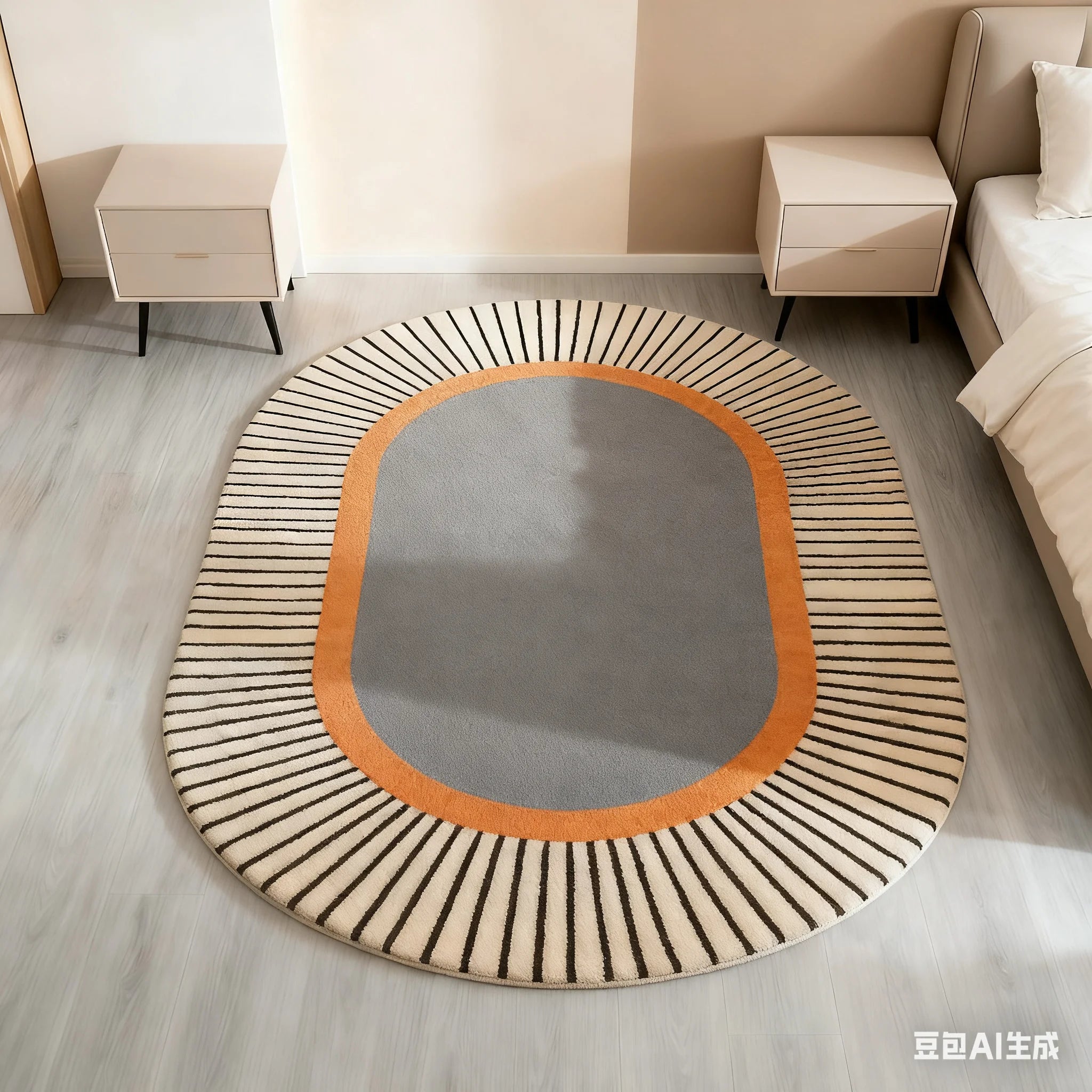 Modern Style Bedroom Decor Line Carpet Anti-slip Carpets for Living Room Thick Plush Lounge Oval Floor Mat Fluffy Soft Study Rug