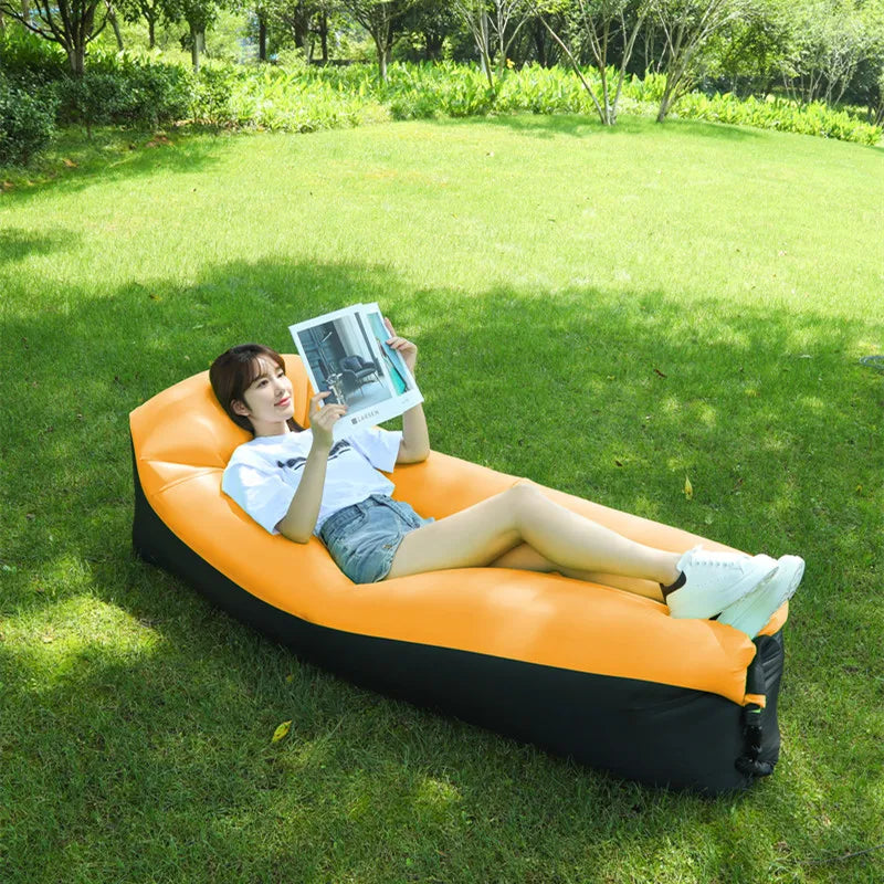 Lazy Inflatable Sofa Outdoor Chair Portable Inflatable Couch Folding Camping Sofa Outdoor Furniture Beach Inflatable Lounger