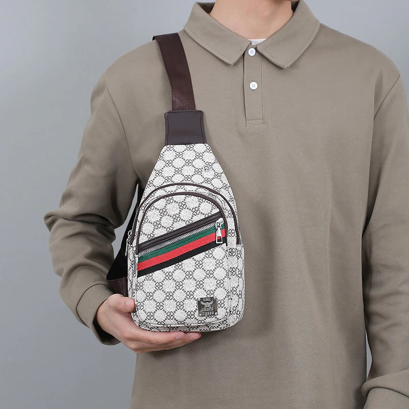 Men's Multifunction Messenger Bag Shoulder Cloth Chest Bags Crossbody Casual Handbag with Earphone Hole