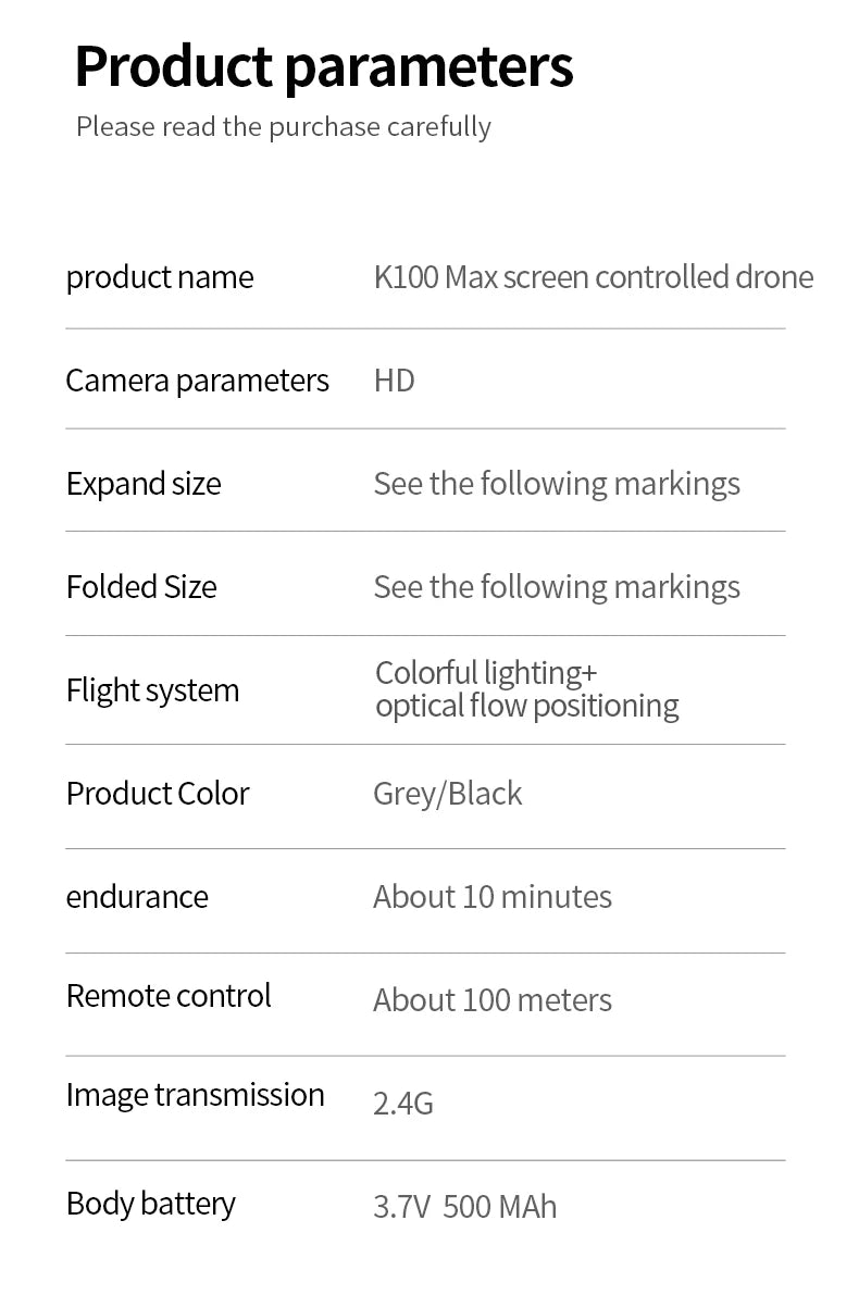 K100 Max Mini RC Drone 4K Professional HD Camera Optical Flow Positioning Colorfuls Dron Foldable RC Quadcopter Toys for Kids