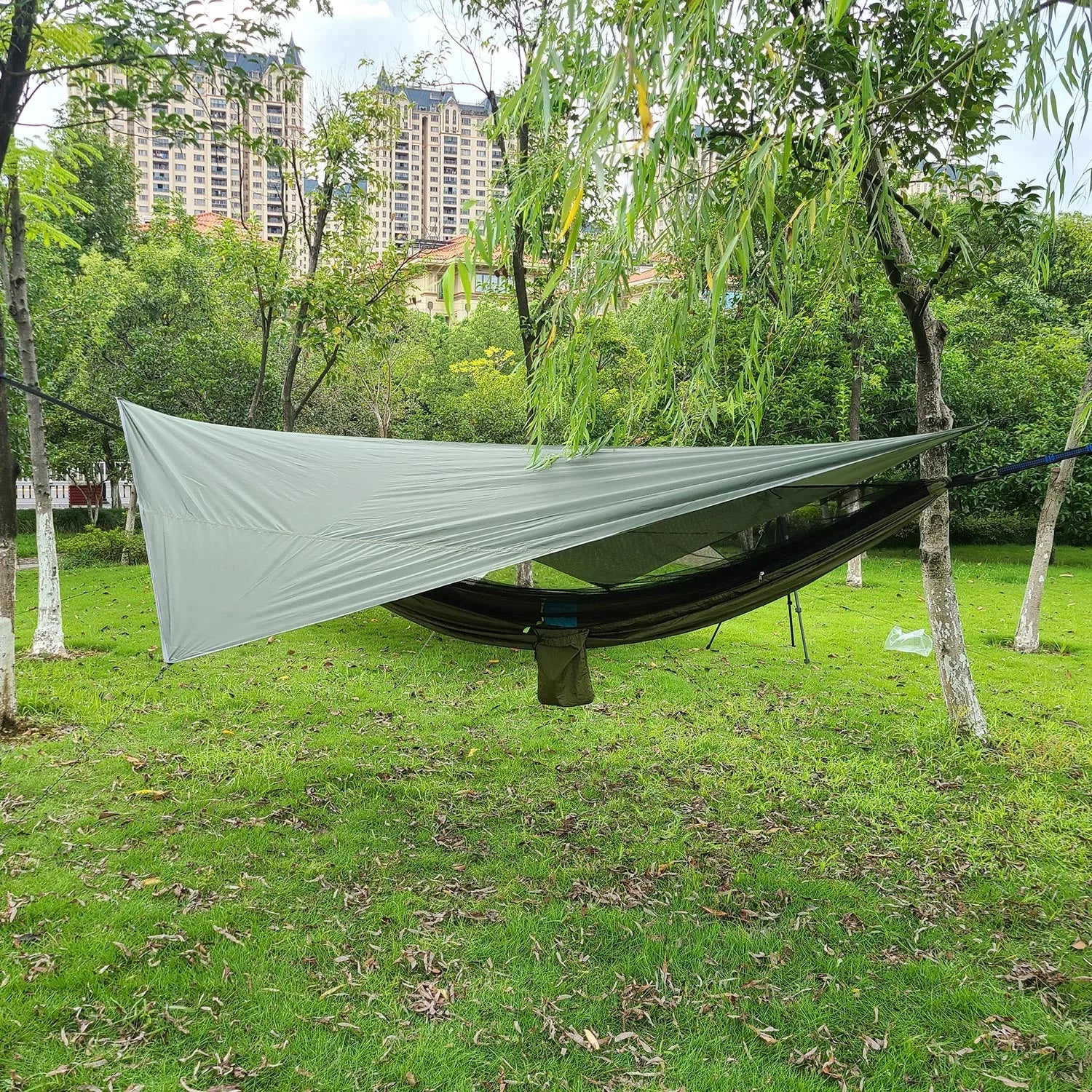 Portable Mosquito Net Nylon Camping Hammock with Waterproof Rain Fly Canopy Tarp  for Outdoor Hanging Bed Sleeping