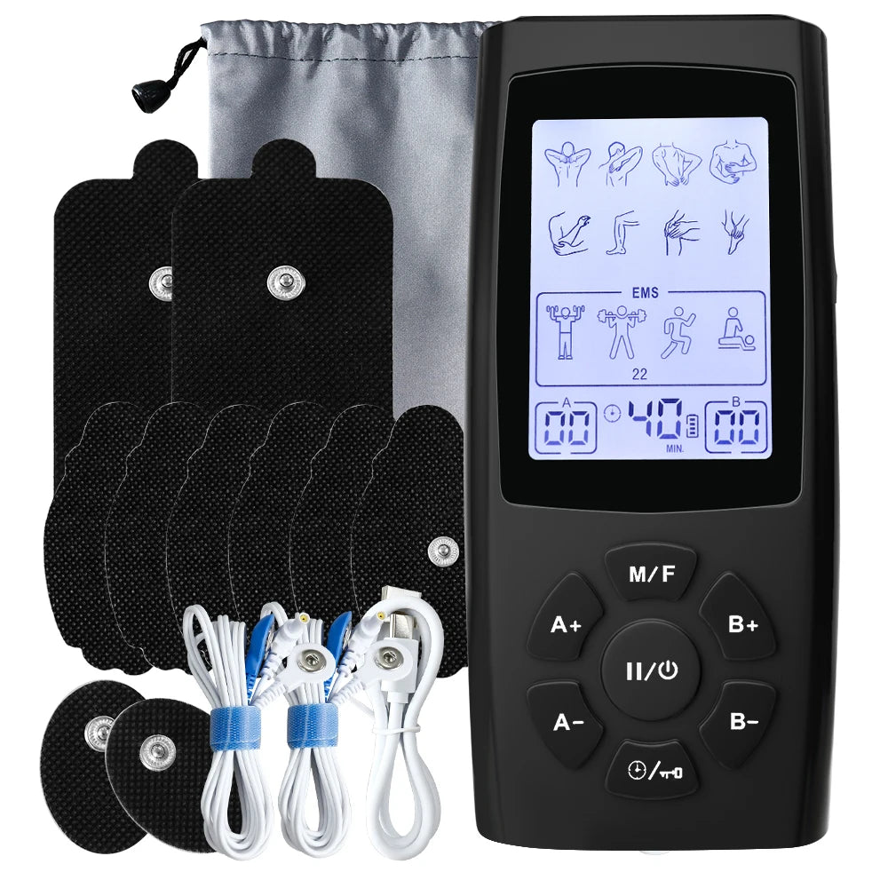 Tens Electroestimulador Pulse Acupuncture Massager 40 Levels EMS Muscle Stimulators Relaxation Medical Pain Relief with 10 Pads
