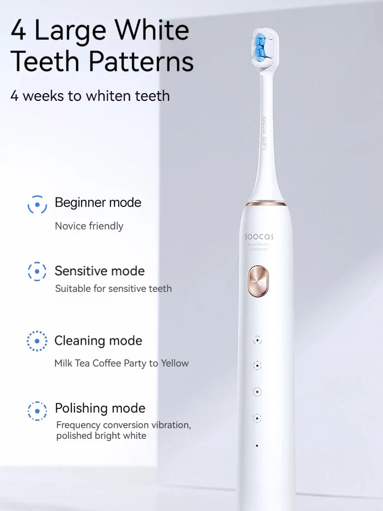 SOOCAS X3S Ultrasonic Electric Toothbrush IPX7 Waterproof Adult X3U Upgrade Smart Sonic Tooth Brush Upgraded USB Fast Chargeable