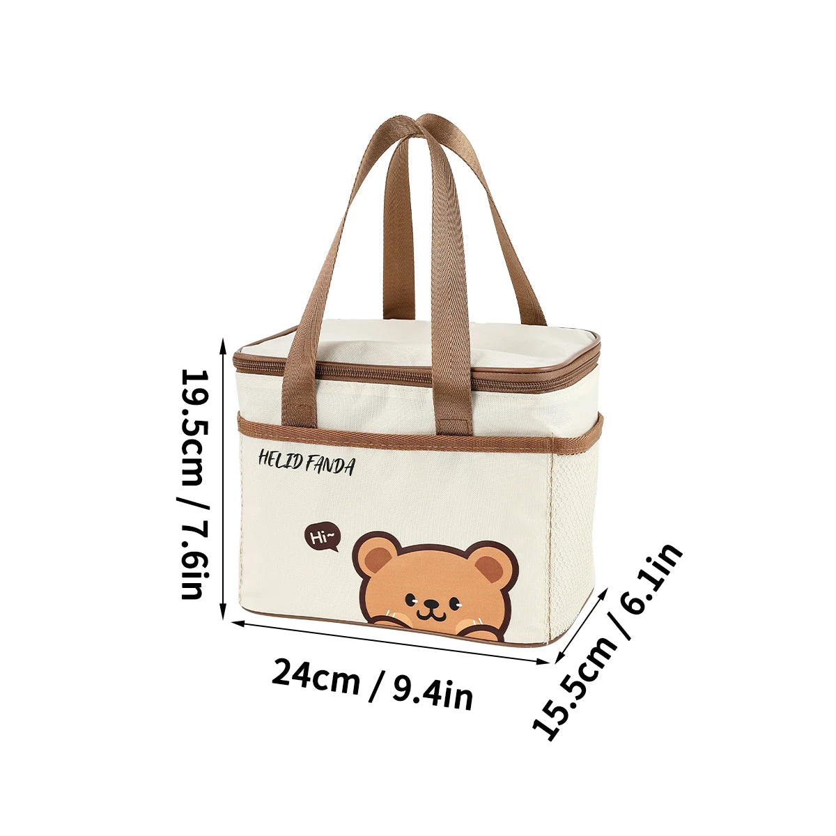 WORTHBUY Cute Thermal Lunch Box Bag Student Portable Large Capacity Insulated Lunch Bag Waterproof Reusable Picnic Cooler Bag