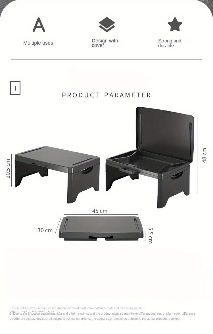 Sturdy and Durable Folding Lap Desk with Extra Storage Space and Dividers, Perfect Laptop Desk and Serving Tray for Bed