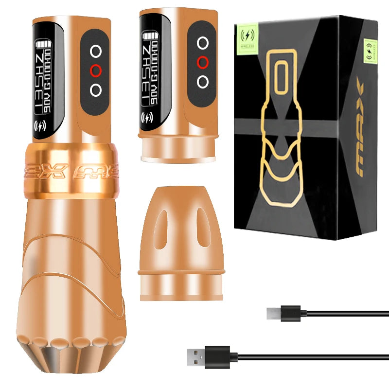 New Professional Tattoo Pen Fluk Max Wireless Tattoo Machine with  2Battery Permanent LCD Display Makeup Rotary Tattoo Pen