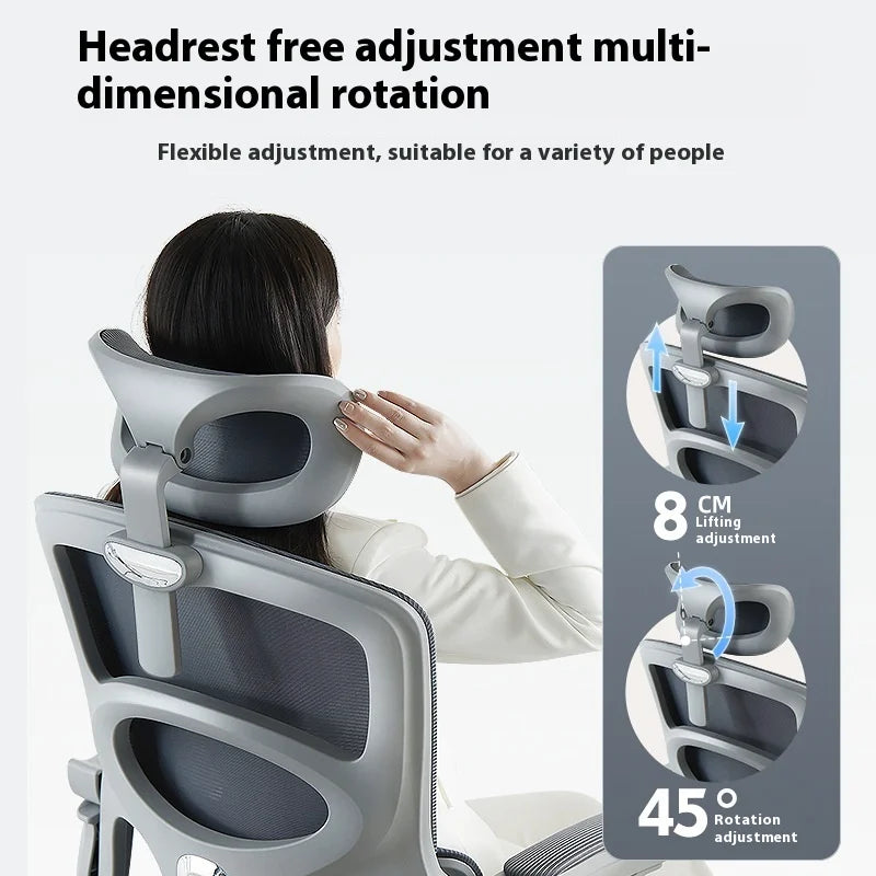 Ergonomic Office Chair Liftable Mesh Computer Chair with 4D Lumbar Support Home Office Swivel Chair with Latex Seat Cushion