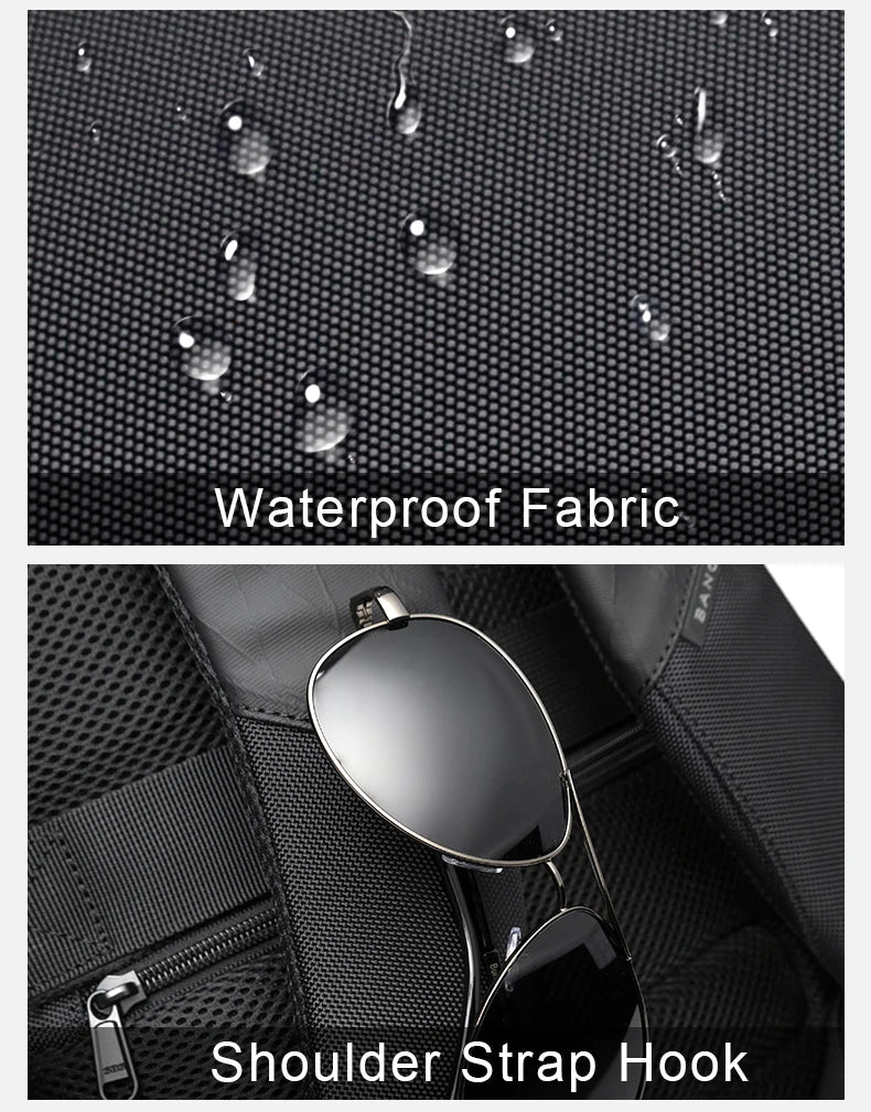 BANGE Lightweight 15.6 inch Laptop Backpack Waterproof USB Charge Port Multifunctional Travel Hiking School Bag Mochila for Men