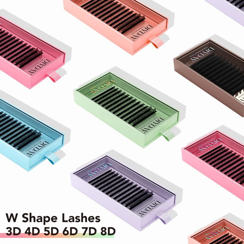 DIYDAY W Shaped Eyelash Extension Premade 3d 4d 5d 6d 7d 8d Mink Faux Lashes BASF PBT Natural Look False Eyelashes