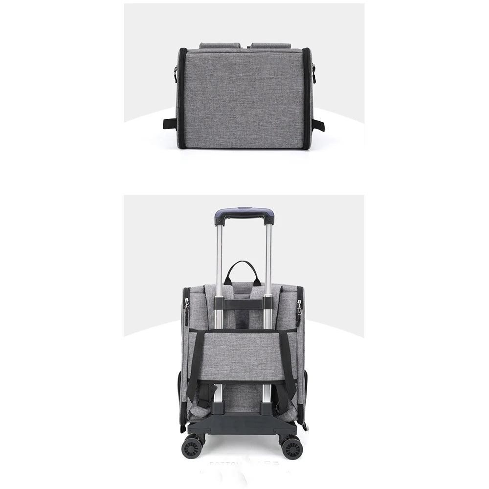 New Oxford Trolley Case Cat Carrier Backpack Travel Pet Bag with Reflective Stripe Outdoor Small Animals Rabbit Kitten Dog Bag