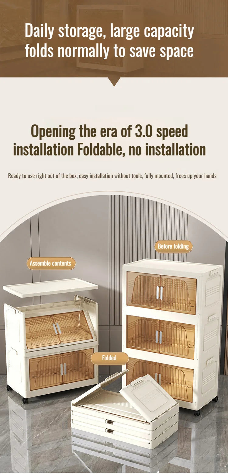 Multifunctional Foldable Storage Cabinet Children's Closet Large Capacity Space Closet Organizer Living Room Sundries Cabinet