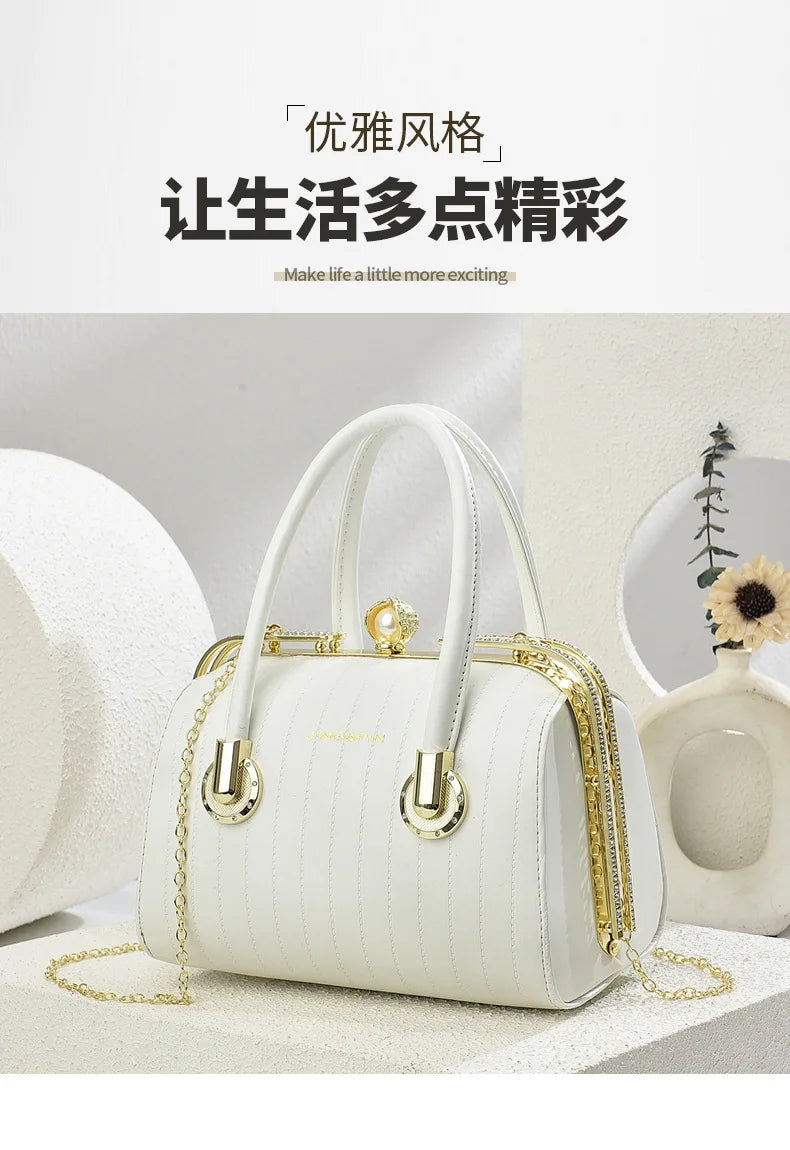 Retro Pu Leather Women's Handbag Fashion Girls Crossbody Shoulder Bag High-quality Exquisite Women's Boston Pillow Bag