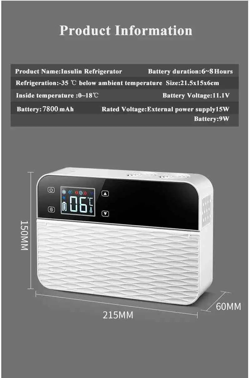 Mini Portable Insulin Refrigerator Mini-Fridge Cooler For Insulin Serum Interferon Capsules Battery 7800mAh Capacity 260 ML