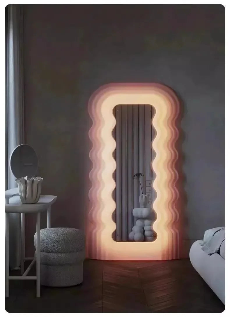 Luxury Furniture Nordic  clothing store  body lamp fitting mirror wave floormirror bedroom home cloakroom mirror bathroom decor