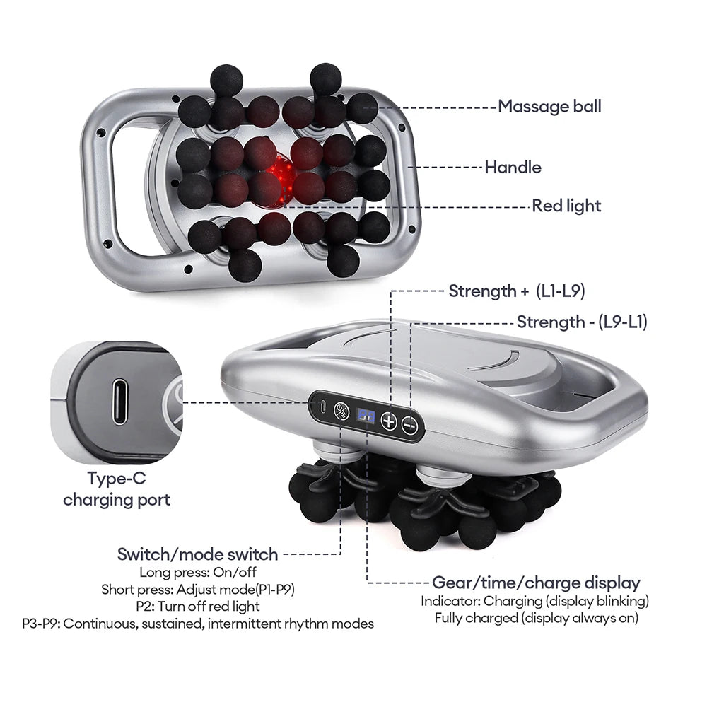 48-Heads Body Massage Gun High-Frequency Vibration Fascia Gun Back Waist Thigh Massager Neck Shoulder Massager Muscle masajeador