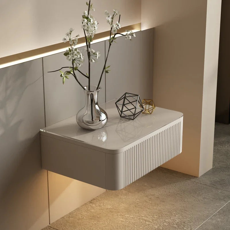 Floating Bedside Table Living Room Designer Nightstands Suspended Nightstand Storage Cabinet Wood Multifunctional Neat Bed Desk