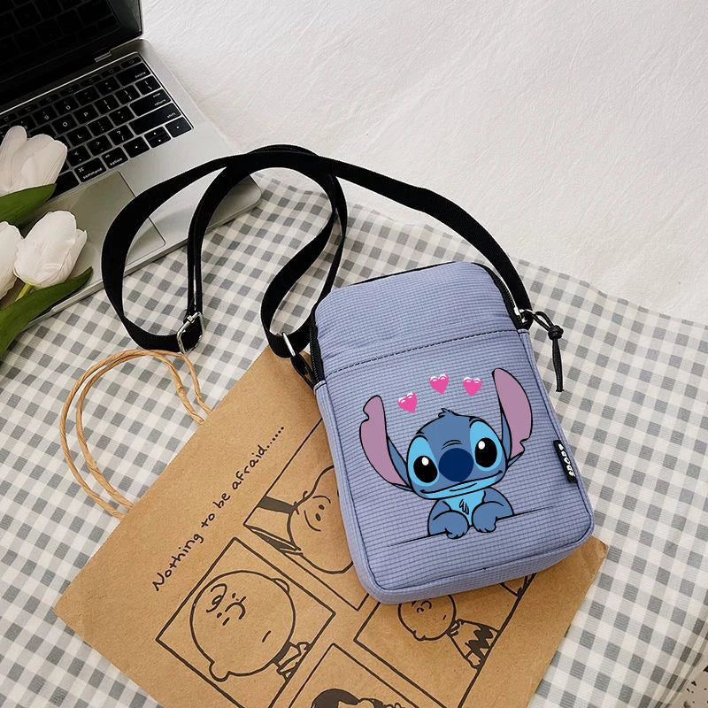 Disney Stitch Fashion Mobile Phone Bags Anime Women Messenger Bag Children Kawaii Coin Purse Girls Portable Crossbody Pouch Gift