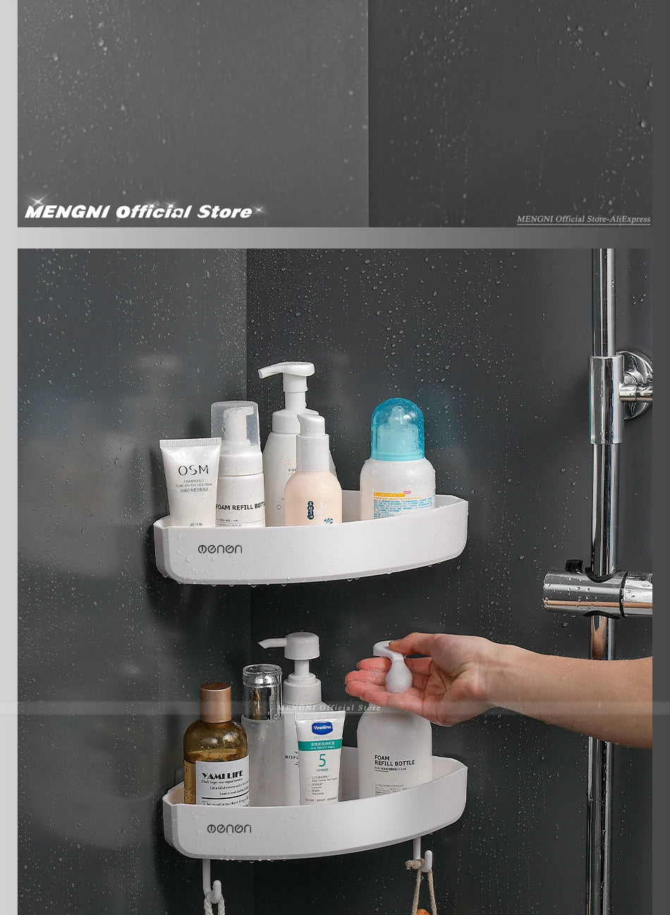 Clearance_MENGNI Bathroom corner shelves Kitchen Storage organization rack Wall Mounted Shampoo Shower shelf Bathroom Accessorie