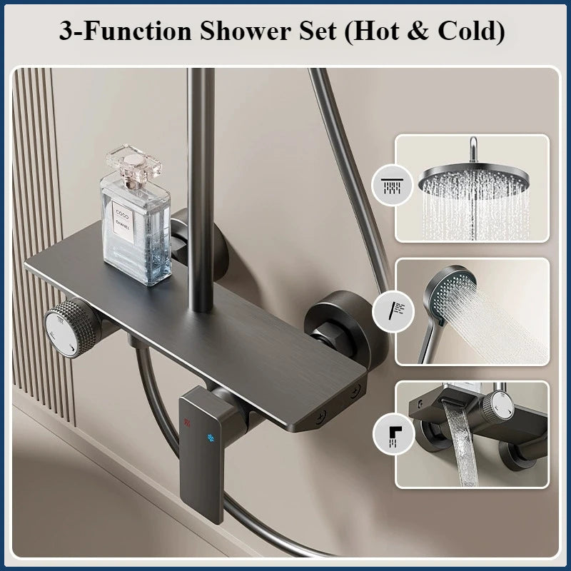Knob Type Three Ways Water Outlet Sunflower Shower System Wall Mounted Bathroom Shower Faucet Set Rainlfall Bathroom Shower Set
