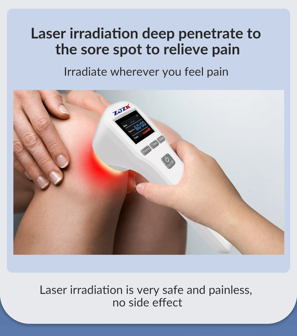 ZJZK Professional Therapeutic Cold Laser Physiotherapy Relax Treatment Massager Laser Therapy Device 808nm 650nm 880mW for Pain