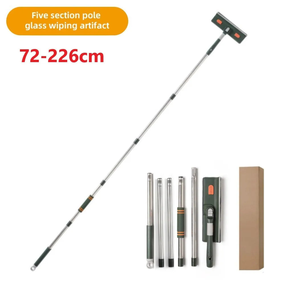 72-226CM Extended Window Cleaning Tool Glass Cleaner Mop with Silicone Scraper Window Cleaning Brush Household Cleaning Tools