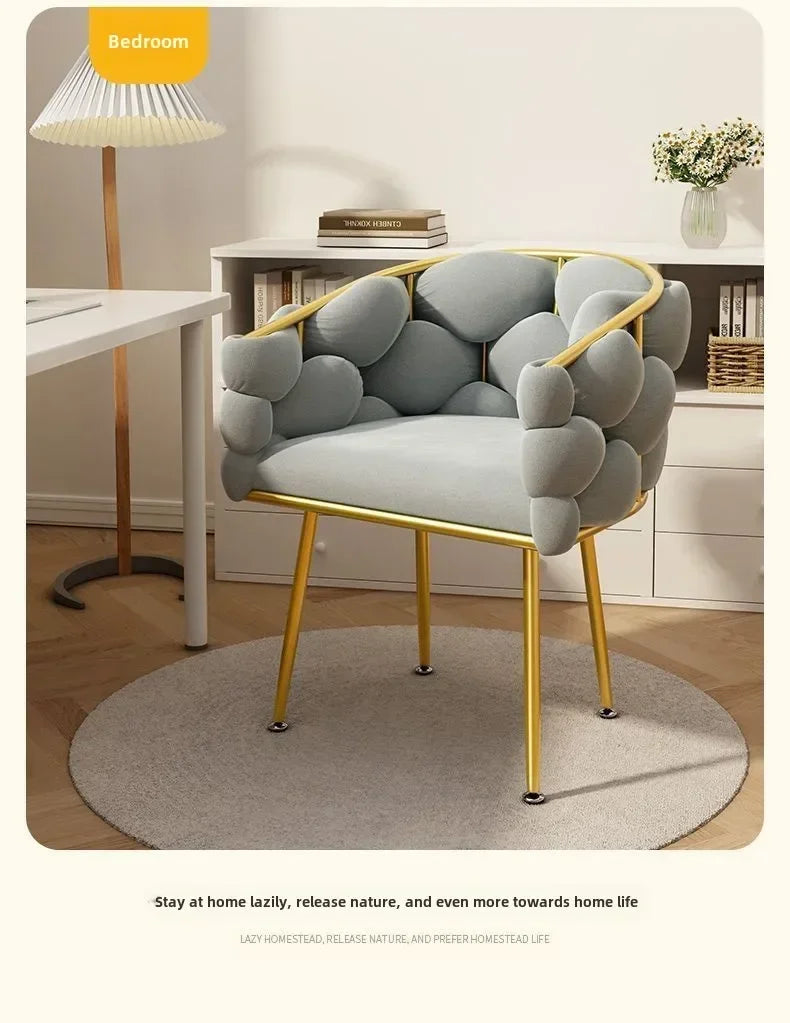 Velvet Leisure Single Sofa Chair Armchair with Gold Legs Makeup Chair with Upholstered for Living Room Bedroom