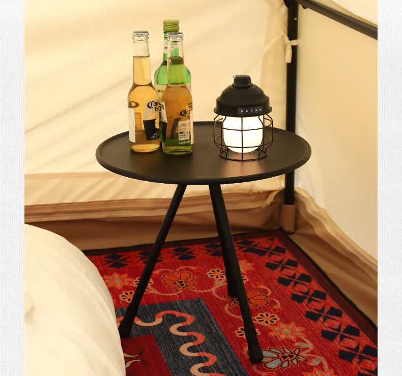 Folding Round Table Portable Telescopic Outdoor Three-legged Dining Table Aluminum Alloy Coffee Table Hike Picnic Liftable Table