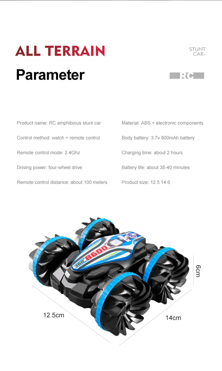 Amphibious Remote Control Car RC Stunt Car Vehicle Double-sided Flip Driving Drift Rc Cars Outdoor Toys for Boys Children's Gift