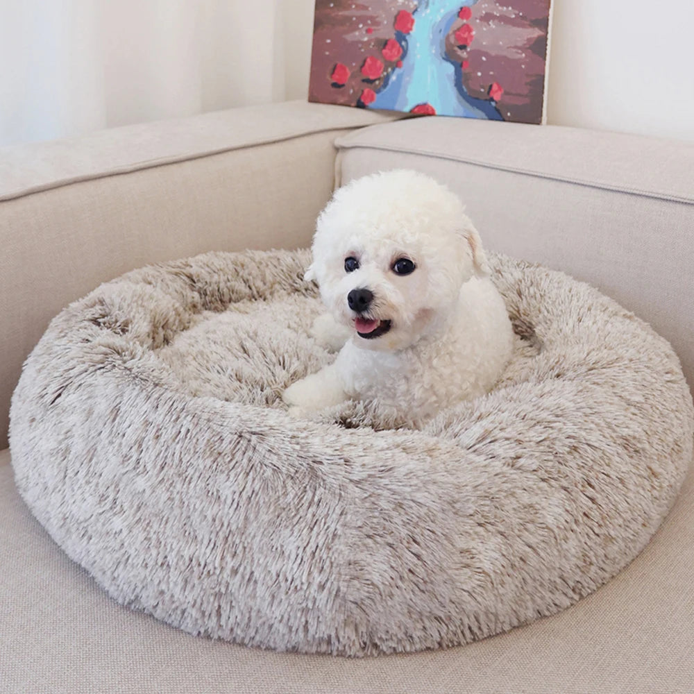 Plush Warm Round Large Dog Bed Winter Soft Puppy House Medium Cat Sofa Sleeping Bed Elastic Small Dog Kennel Nest Accessories