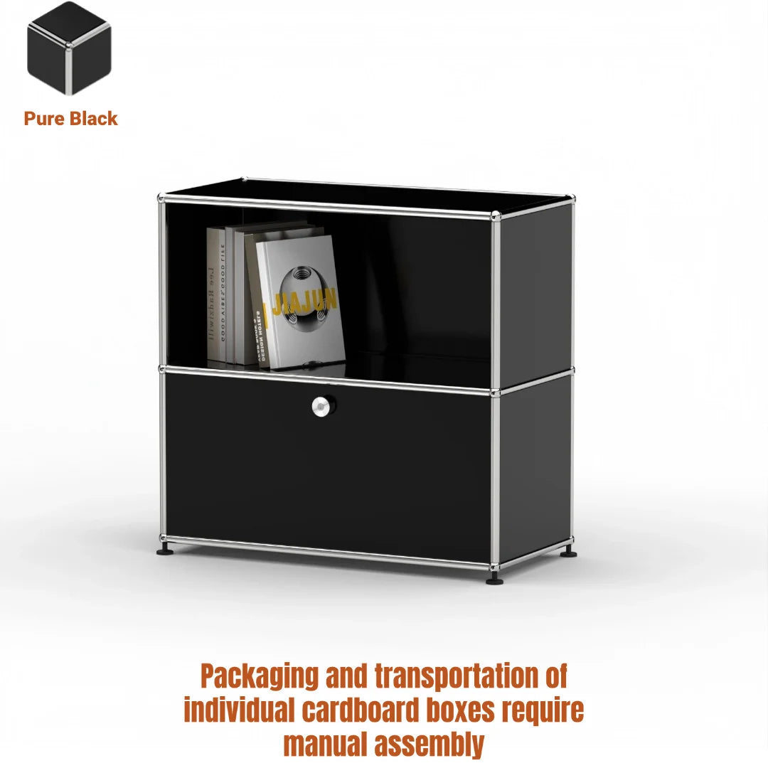 Modern Steel Flip Door Cabinet｜2-Tier Modular Storage Unit｜Custom Color Metal Organizer for Entryway, Living Room or Office