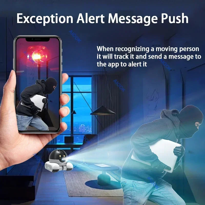 AIOOK Pet Mobile Camera HD 8MP 4K WIFI IP CCTV Baby Home Security Camera 2 Way Audio Intercom Night Vision PIR Control Mobile