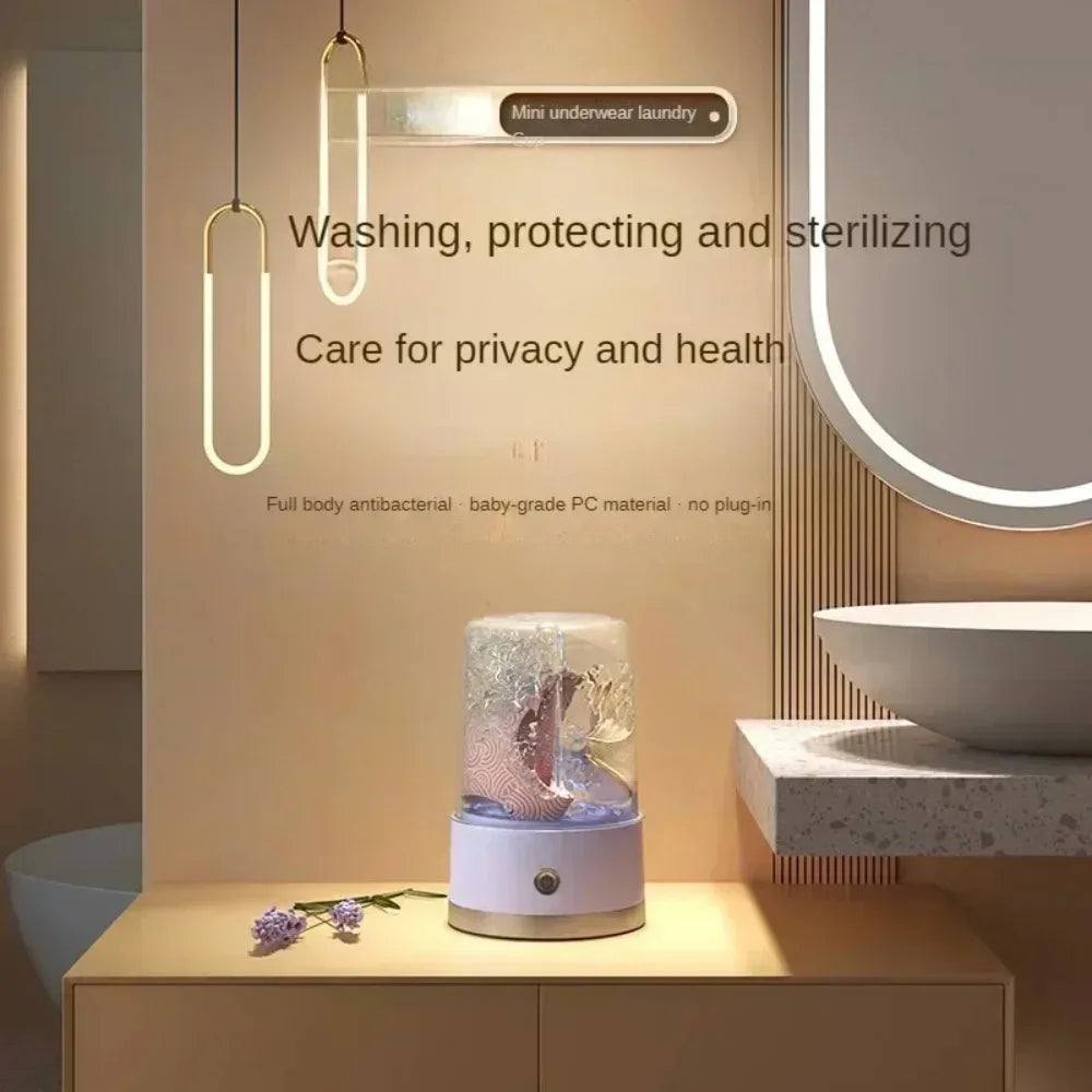 Mini Washer Underwear&Socks Washer Rechargeable Wireless Portable for Travel/Home/Dormitory with Laundry Cup Washing Machine