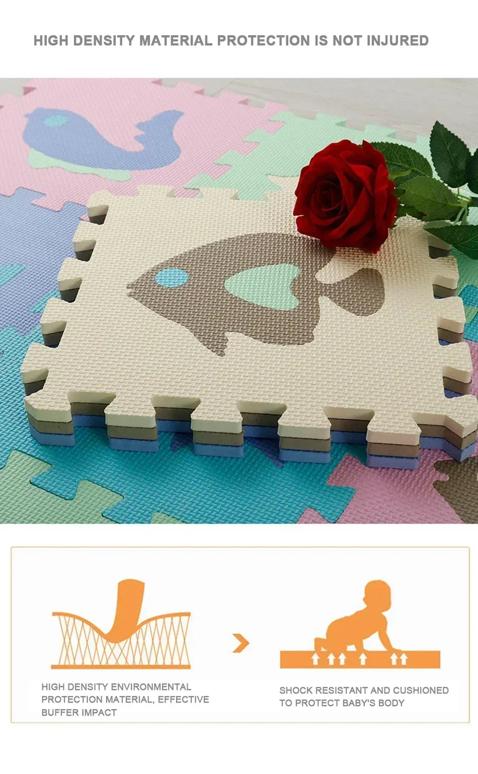 EVA Foam Play Mat with Fence Baby Puzzle Jigsaw Floor Mats Thick Carpet Pad for Kids Educational Toys Activity Pad Playmat