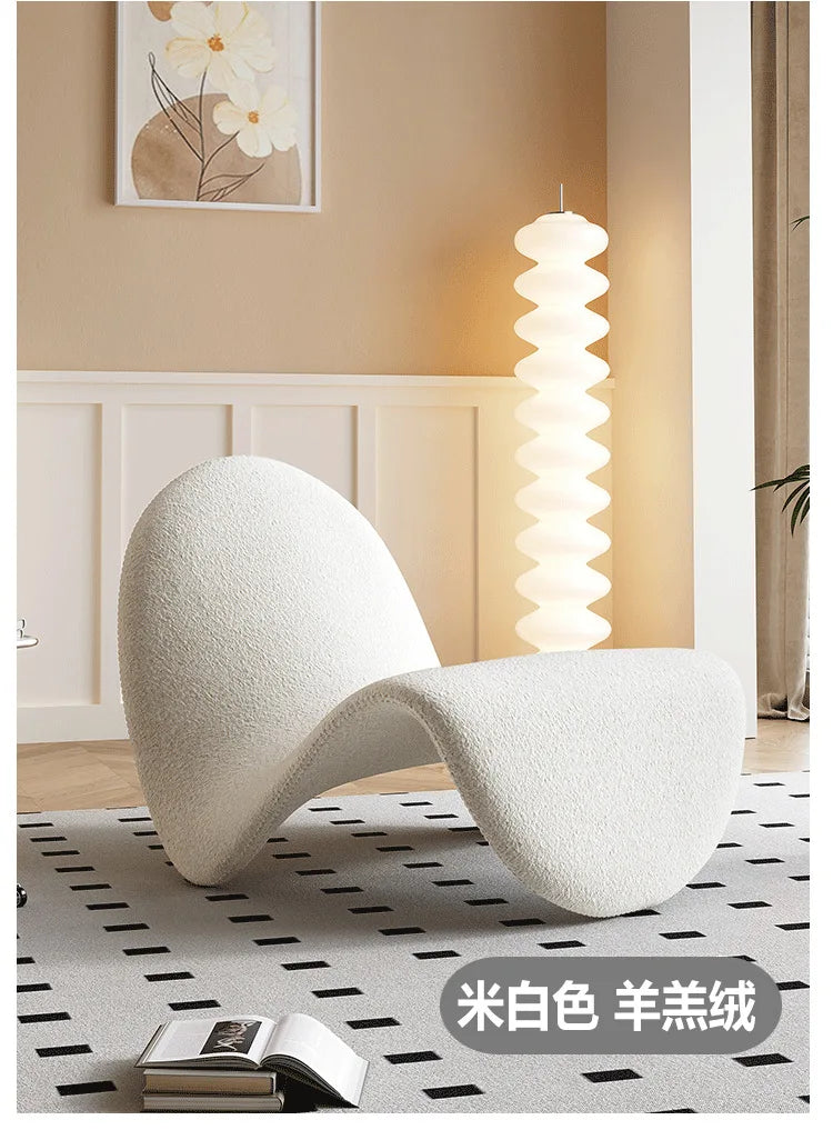 Velvet Italian Minimalist Lazy Sofa Chair Living Room Furniture Modern Minimalist Single Leisure Chair Nordic Lamb Lounge Chair