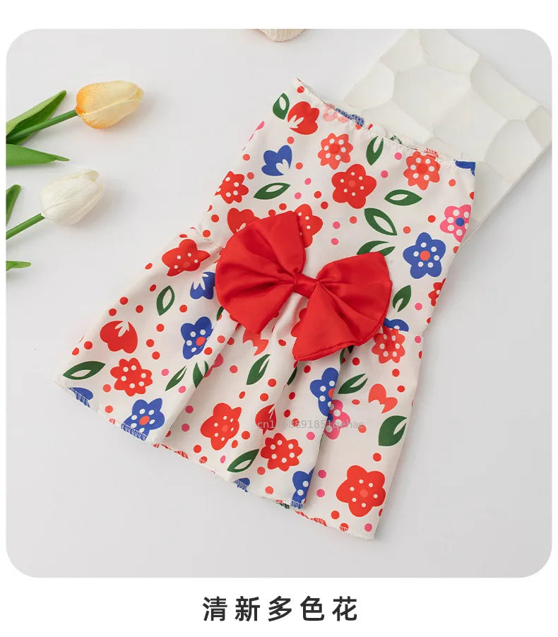 Small Dog Flower Princess Dress Kitty Teddy New Pet Clothes Cute Dog Skirt Summer Thin Pet Accessories Chihuahua Apparel