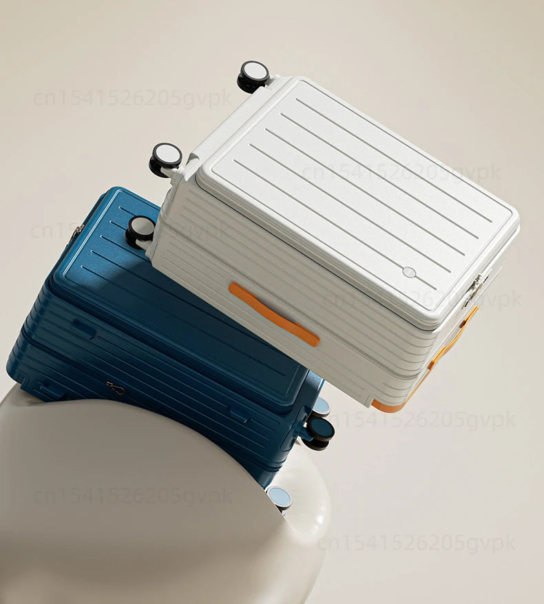 Front Opening Multi-Functional Suitcase Business Wide Trolley Luggage ABS+PC Large-capacity Password Box Travel Trolley Case
