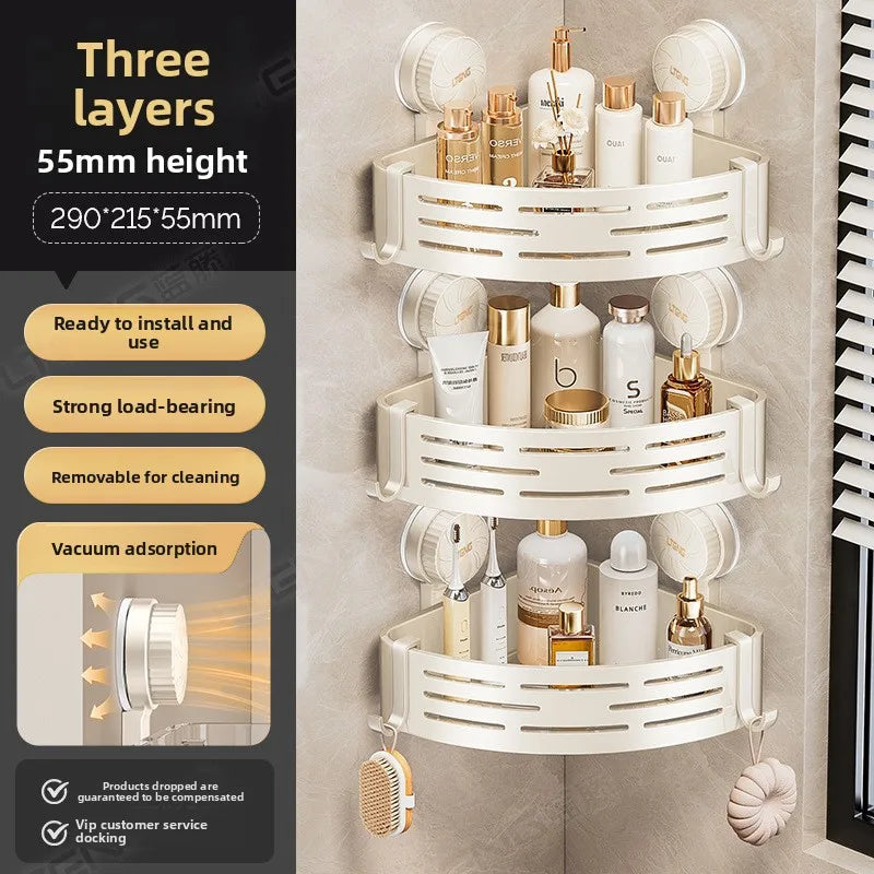 Bathroom suction cup triangular basket storage rack, bathroom washbasin corner, no need to drill holes, wall-mounted toilet