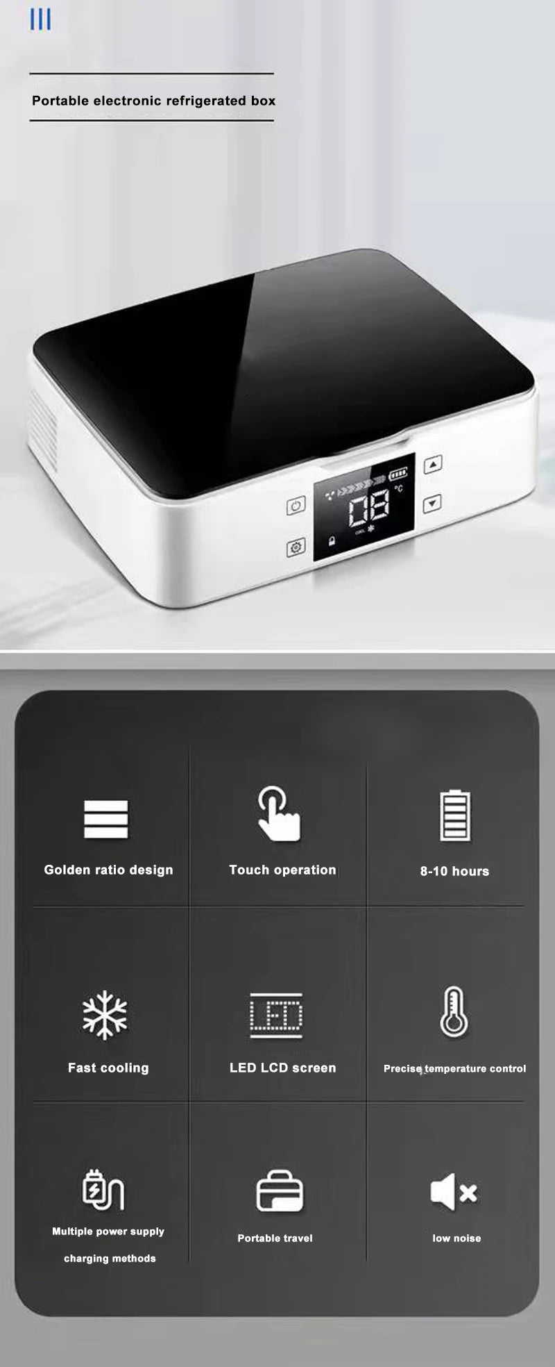 Mini Portable Insulin Refrigerator Mini-Fridge Cooler For Insulin Serum Interferon Capsules 10200mAh Li-ion Battery USB Charging