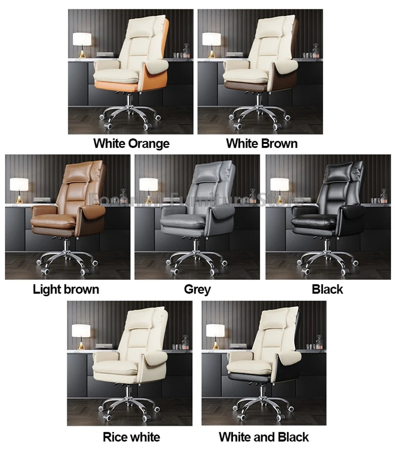 Adjustable Height Home Computer Office Chair with Soft Headrest Reclining Leather Gaming Armchair Ergonomic Swivel Desk Chairs