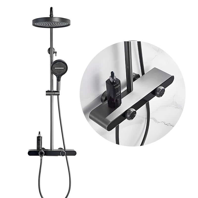 VGX Gold Shower System Set Bathroom Shower Faucet Set 3-way Rainfall Shower Set Shower Mixer Crane with Hand Shower Set White