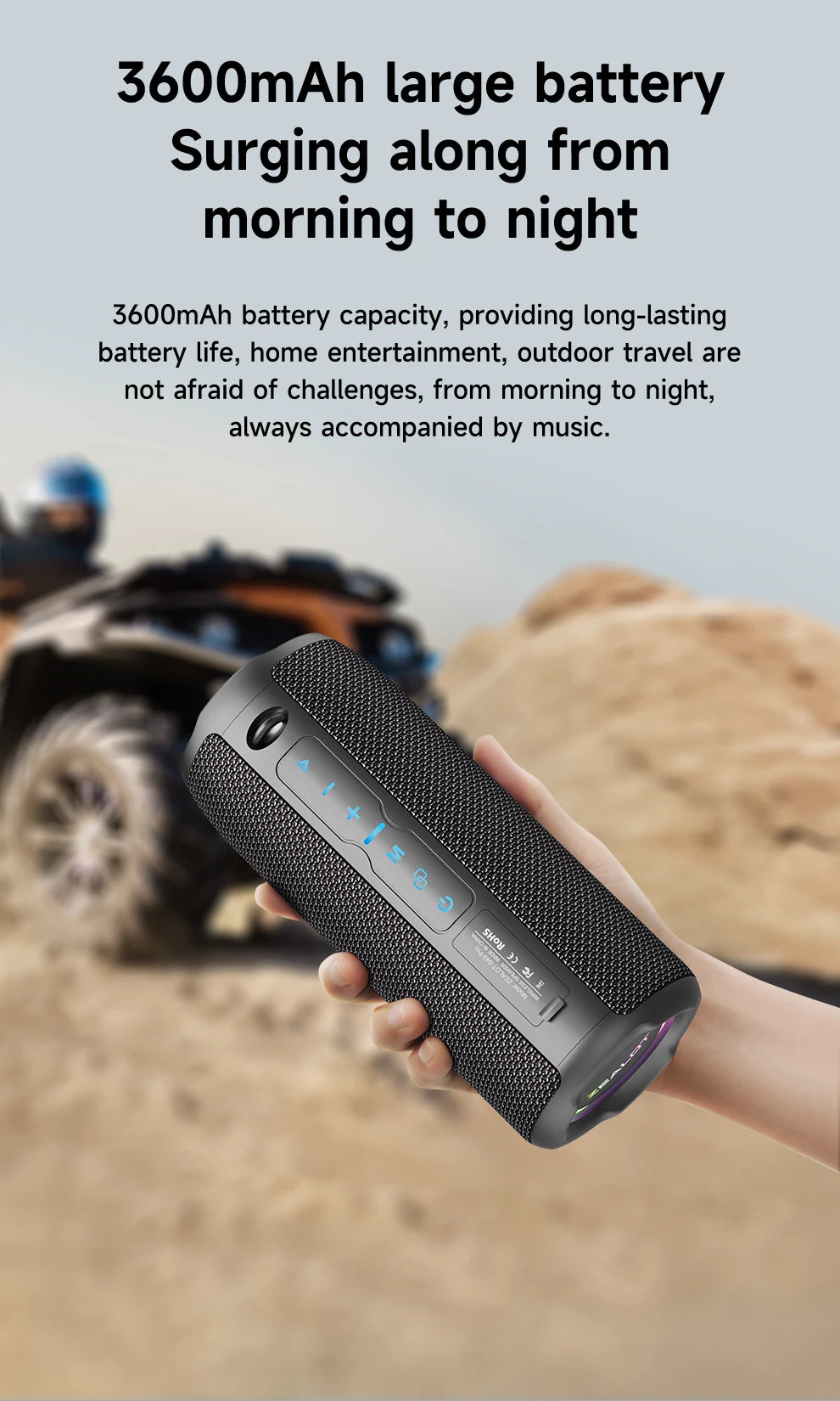 ZEALOT-S49PRO Portable Bluetooth Speaker 20W IPX6 Waterproof,Micro SD Card,AUX-in Plug,10H Playtime,RGB Light  Wireless Stereo