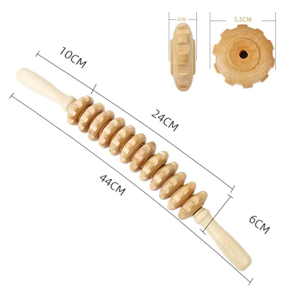 Curved Wood Roller for Stomach Cellulite,Wooden Therapy Massage Tool for Body Shaping,Wood Massager Stick for Lymphatic Drainage